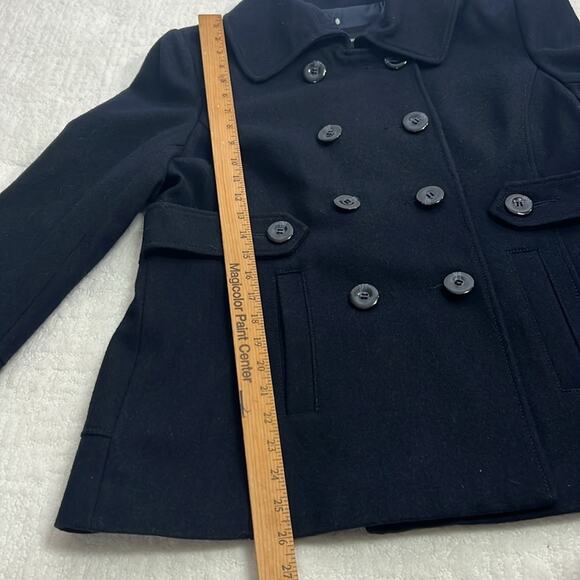 New Nine West navy double breasted wool blend collared button up pea coat 14 - Picture 9 of 13